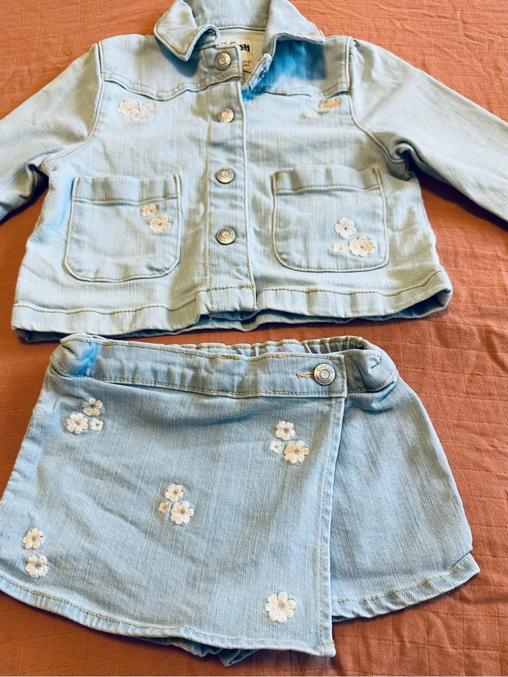 OshKosh B’gosh Baby Girl Denim Jacket & Floral Skort Set 18M